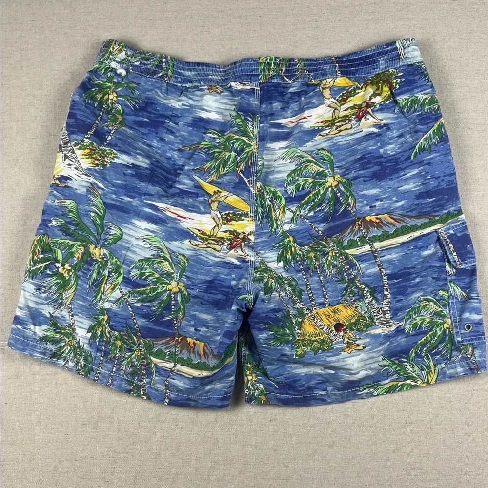 Polo Ralph Lauren Blue Tropical Print Swim Trunks Size: XXL